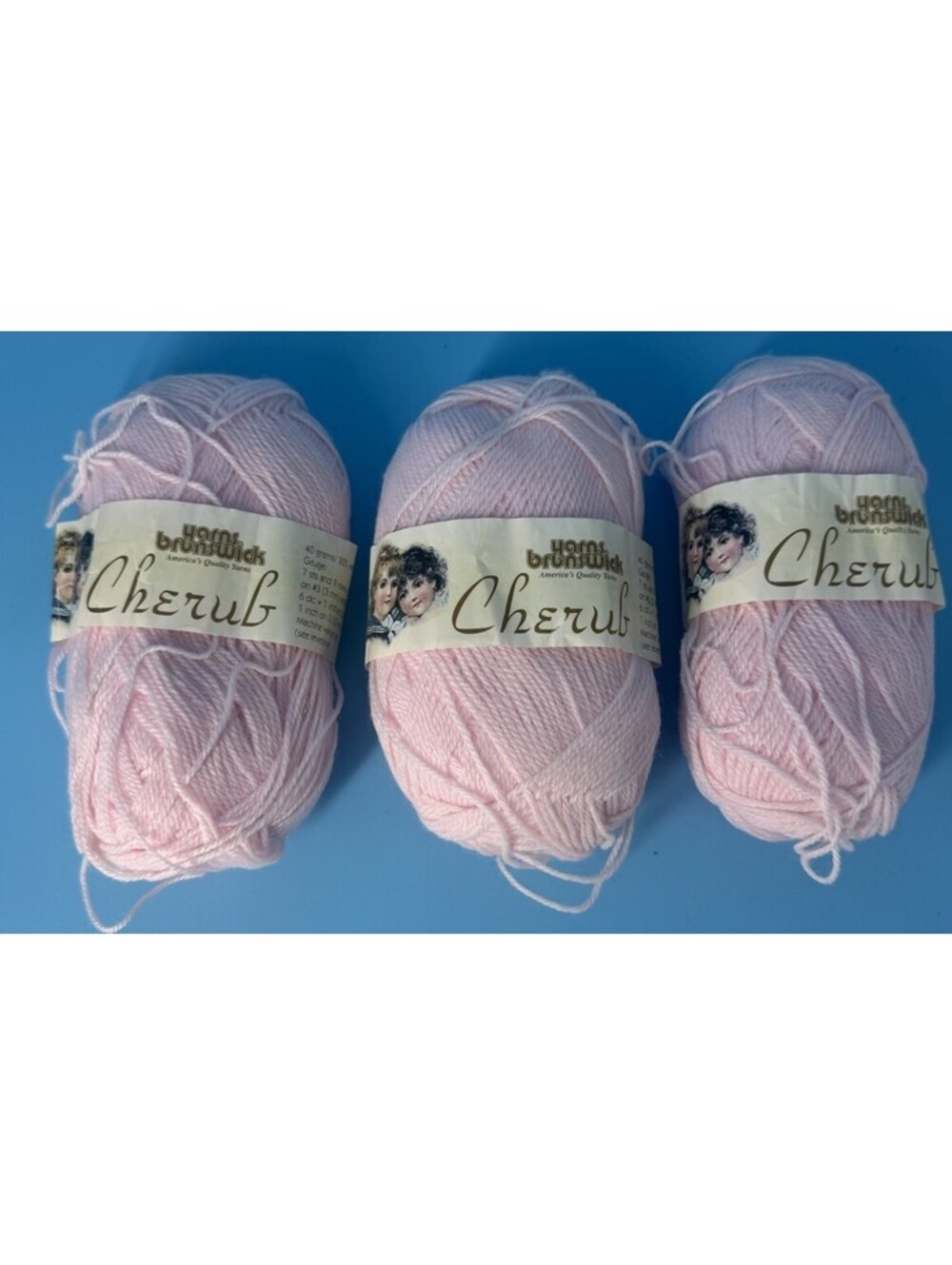 Lot 3 Vintage Yarns Brunswick Cherub Pale Pink 7431 Baby Yarn 225 Yds Each USA